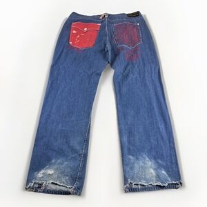 Coogi Jeans Mens 42x36 Limited Edition Blue Denim Wide Leg Skater Y2K Goth READ